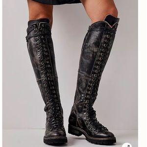 NWOT Free People Bed Stu Victory Tall Lace Up Combat Boots sz 9 Black
